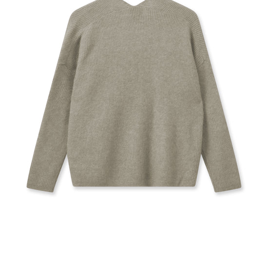 light grey wool v neck jumper rear view