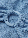 blue crinkle high rise bikini with hoop detail at the bust from hunza g  close up of fabric