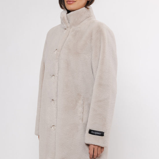 birch faux fur coat  side view 