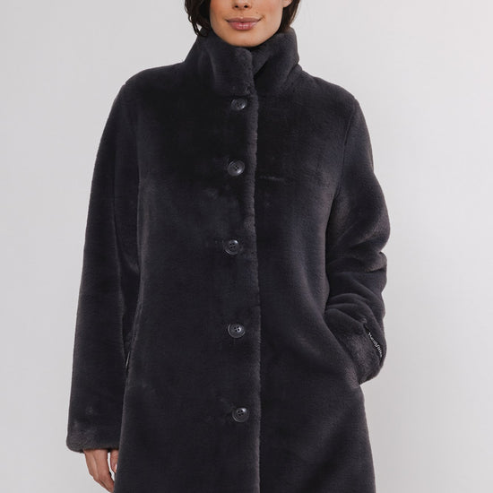 faux fur dark grey coat