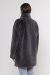 faux fur dark grey coat rear view 