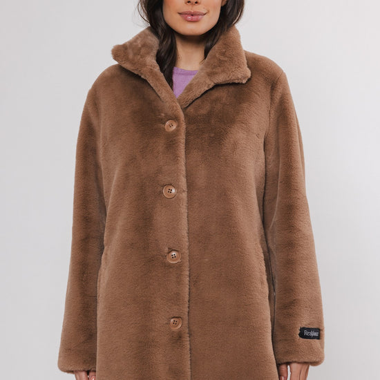 faux fur tan coat 