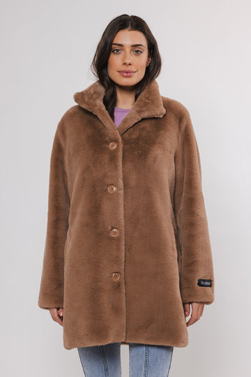 faux fur tan coat 