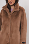 faux fur tan coat  close up