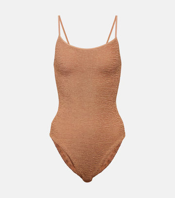 Pamela Crinkle Swimsuit Metallic Cocoa