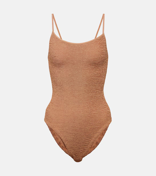 Pamela Crinkle Swimsuit Metallic Cocoa