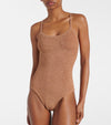 Pamela Crinkle Swimsuit Metallic Cocoa