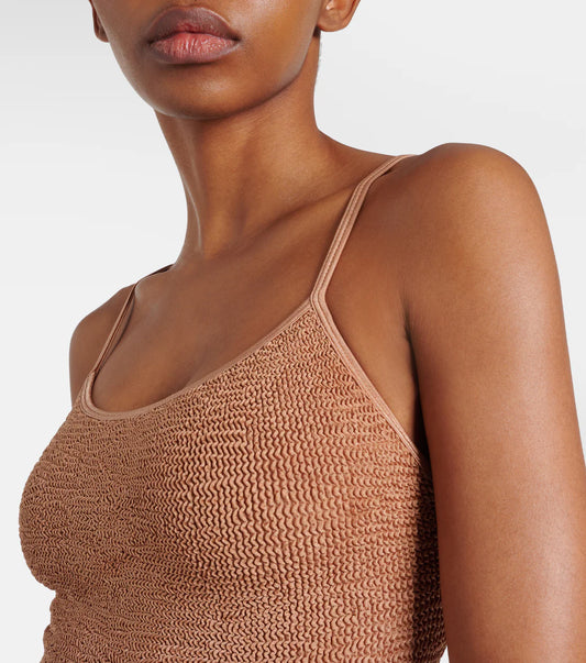 Pamela Crinkle Swimsuit Metallic Cocoa