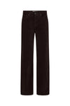 straight leg corduroy dark brown jeans with mid rise 