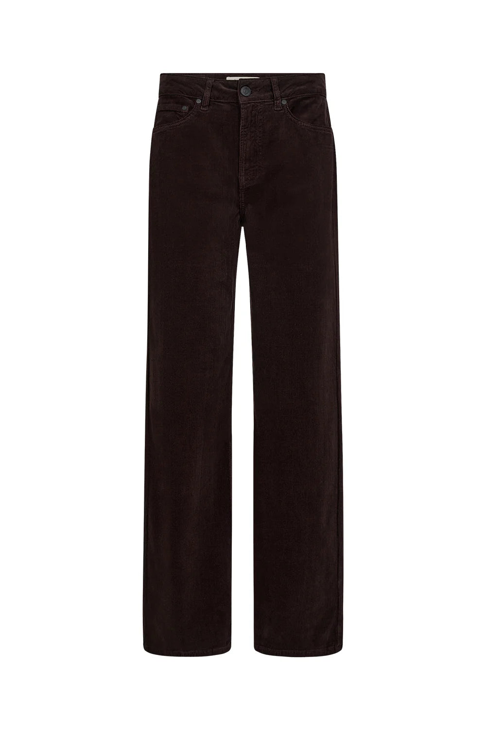 straight leg corduroy dark brown jeans with mid rise 