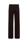 straight leg corduroy dark brown jeans with mid rise  rear view