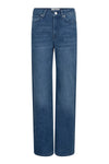 Straight leg mid blue five pocket design jeans