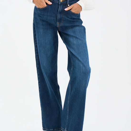 slim wide leg vintage blue denim jeans from pieszak