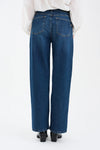 slim wide leg vintage blue denim jeans from pieszak rear view