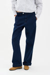 dark blue wide leg jeans from pieszak model shot