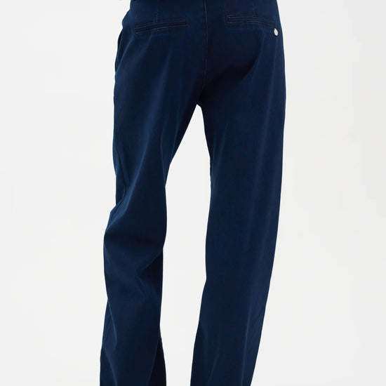 dark blue wide leg jeans from pieszak rear view