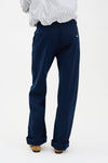 dark blue wide leg jeans from pieszak rear view