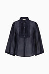 semi sheer blue pintuck shirt from pieszak