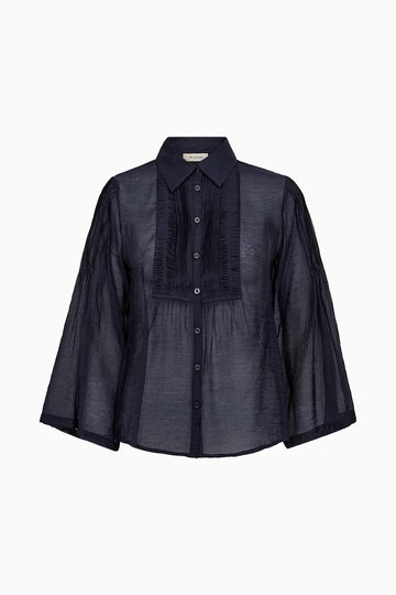 semi sheer blue pintuck shirt from pieszak