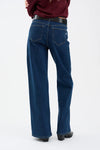 straight leg blue jeans from pieszak rear view