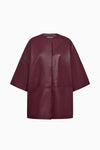 half sleeve concealed placket burgundy leather jacket from pieszak