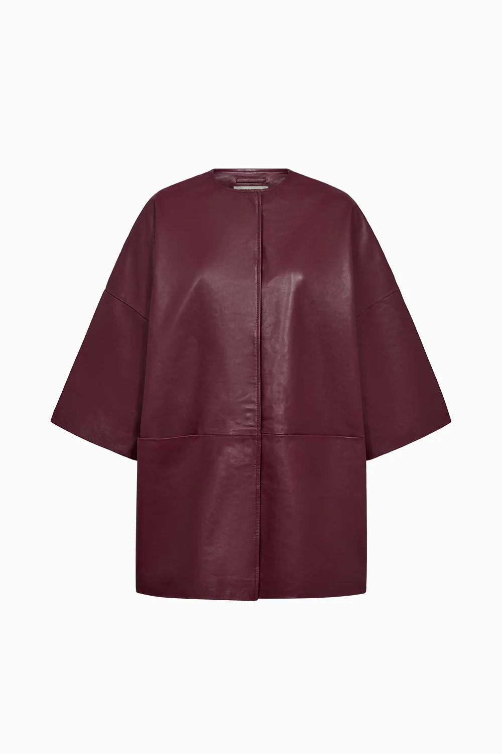 half sleeve concealed placket burgundy leather jacket from pieszak