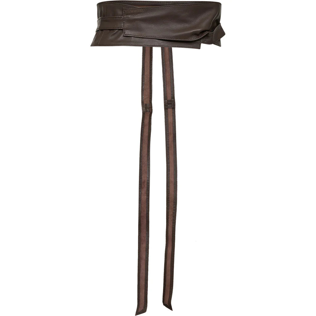 brown leather tie belt 