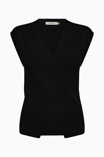 Vigga Cross Over Knit Top Black