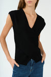 Vigga Cross Over Knit Top Black