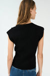 Vigga Cross Over Knit Top Black