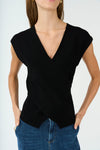 Vigga Cross Over Knit Top Black