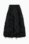 Black skirt with ruffled layers on a white background from Pieszak