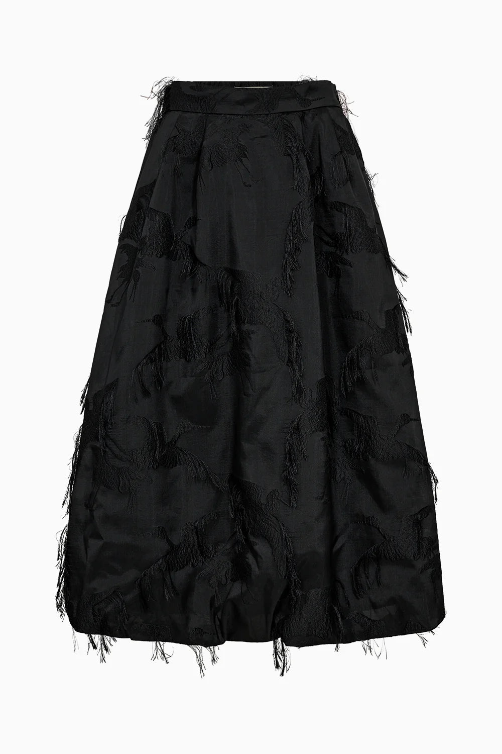 Black skirt with ruffled layers on a white background from Pieszak