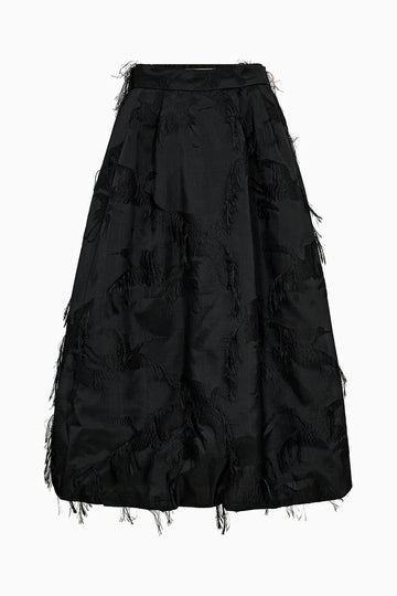 Black skirt with ruffled layers on a white background from Pieszak