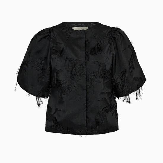 Black blouse with puff sleeves on a white background from Pieszak