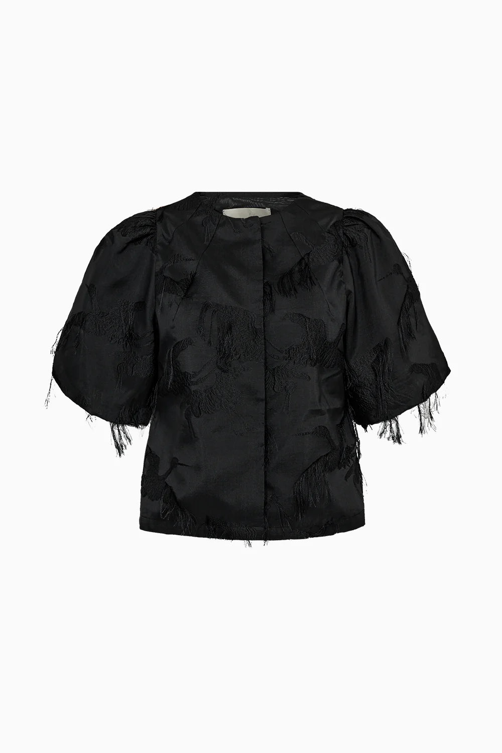 Black blouse with puff sleeves on a white background from Pieszak