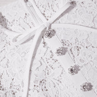 White lace top with short sleeves and peter pan collar
