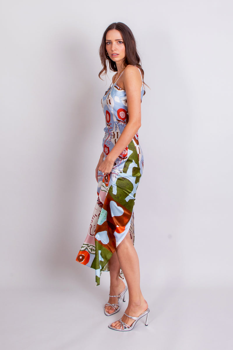 Maxi slip dress with bold print