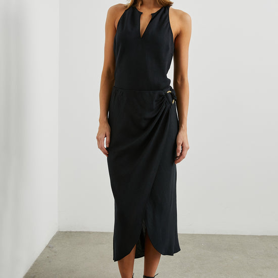 Sleeveless black top with racer back