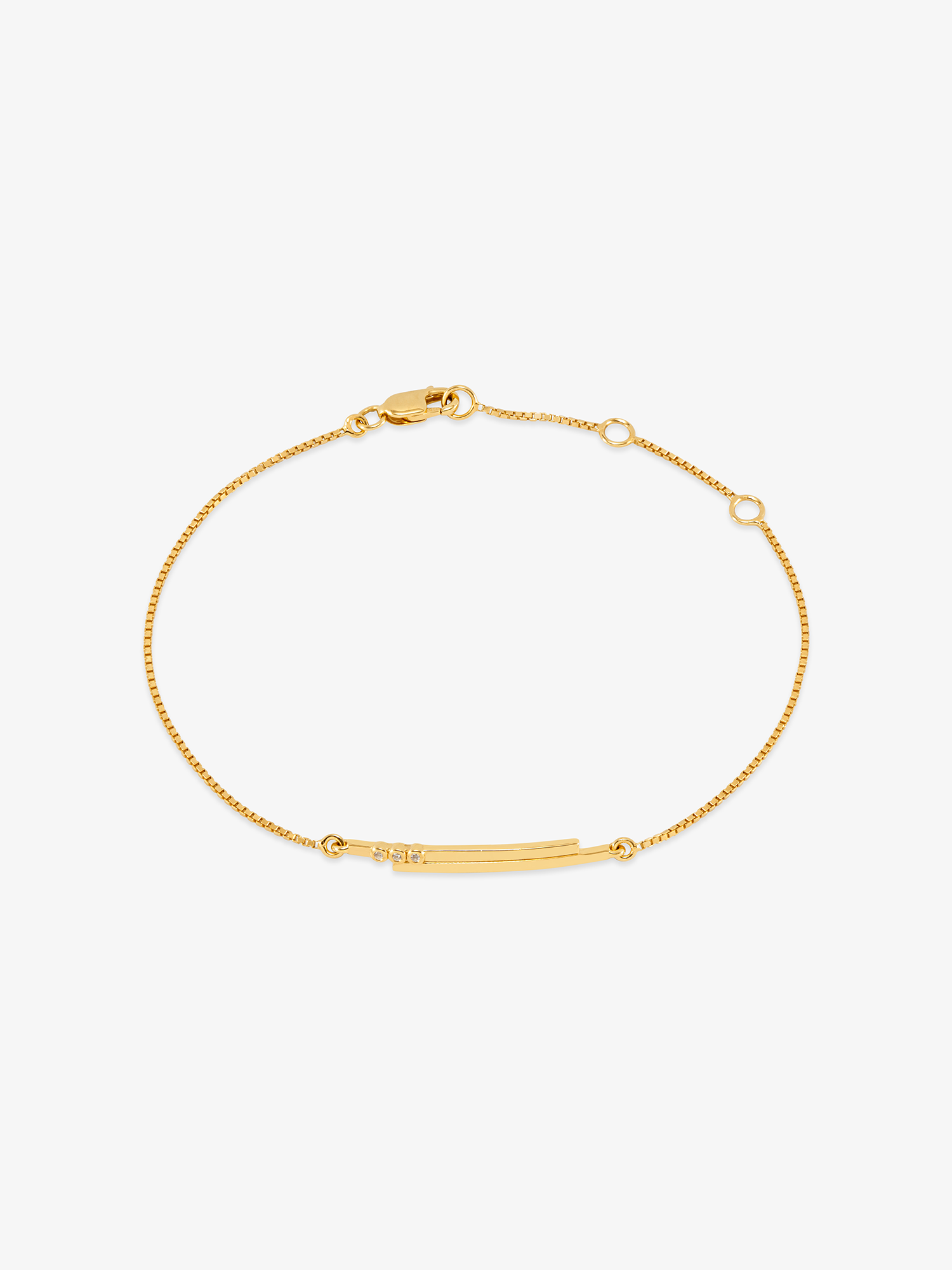 gold chain bracelet with 2 gold pieces overlapping with diamante and lobster clasp from rachel jackson