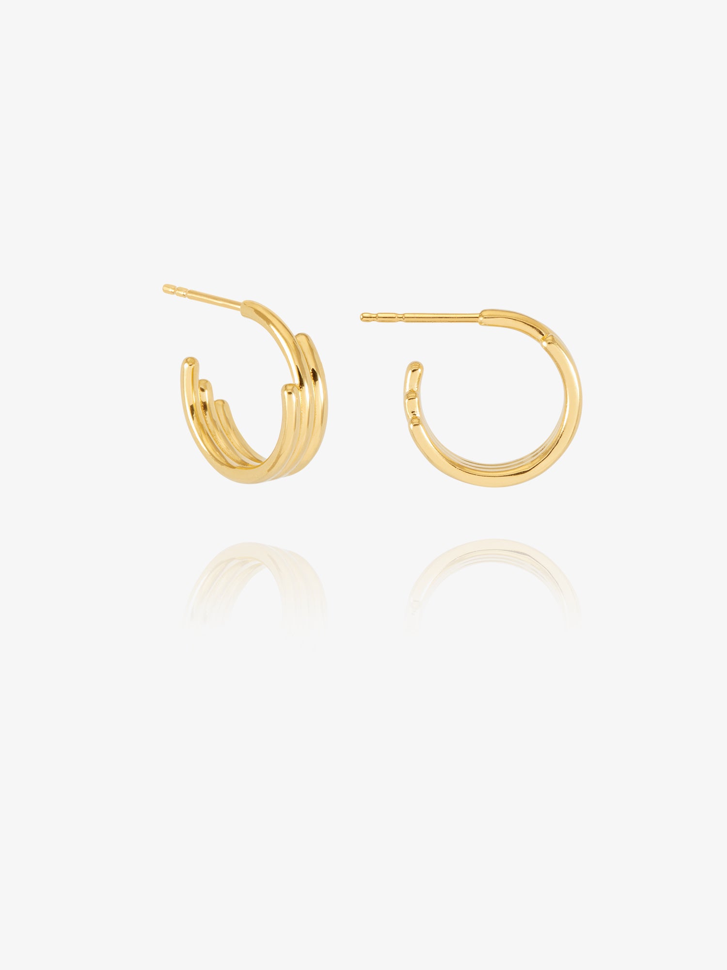 small hoop gold earrings with varying sizes rings form rachel jackson