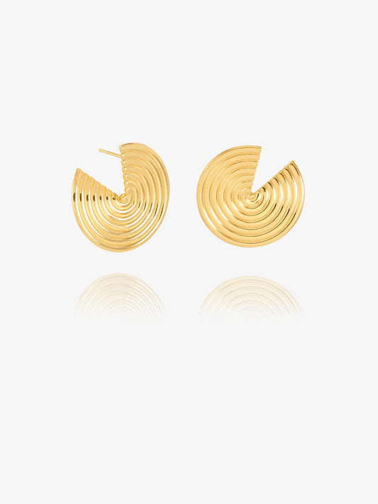 circular statement gold earring with triangle cut out from rachel jackson