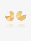 gold statement swirly circular earrings with triangle cut out form rachel jackson
