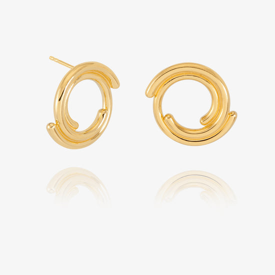 circular gold front facing earring which fit inside each other from rachel jackson 