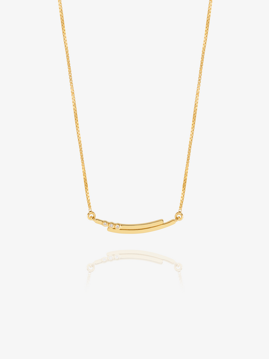 gold curve necklace with diamante detailing on a delicate gold chain from rachel jackson