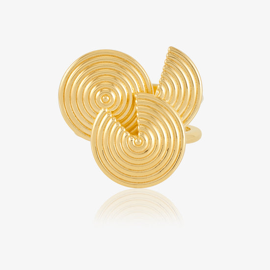 circular swirly ring with 3 circles with cut outs from rachel jackson