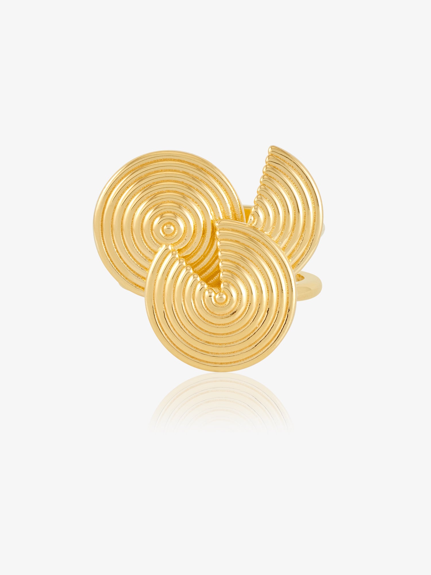 circular swirly ring with 3 circles with cut outs from rachel jackson