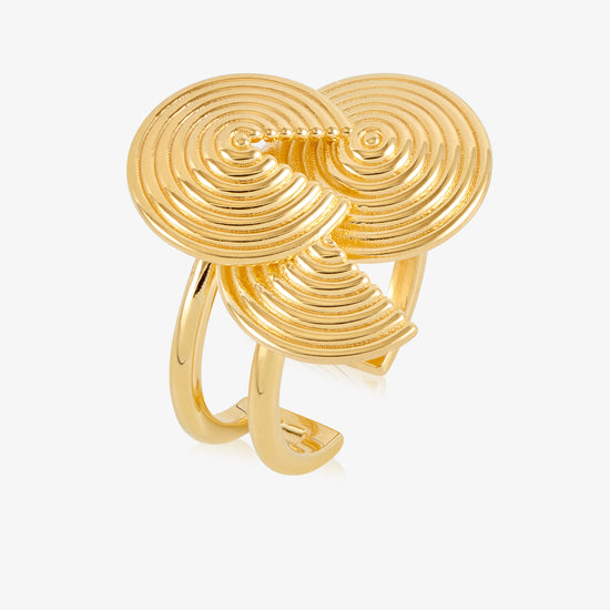 circular swirly ring with 3 circles with cut outs from rachel jackson