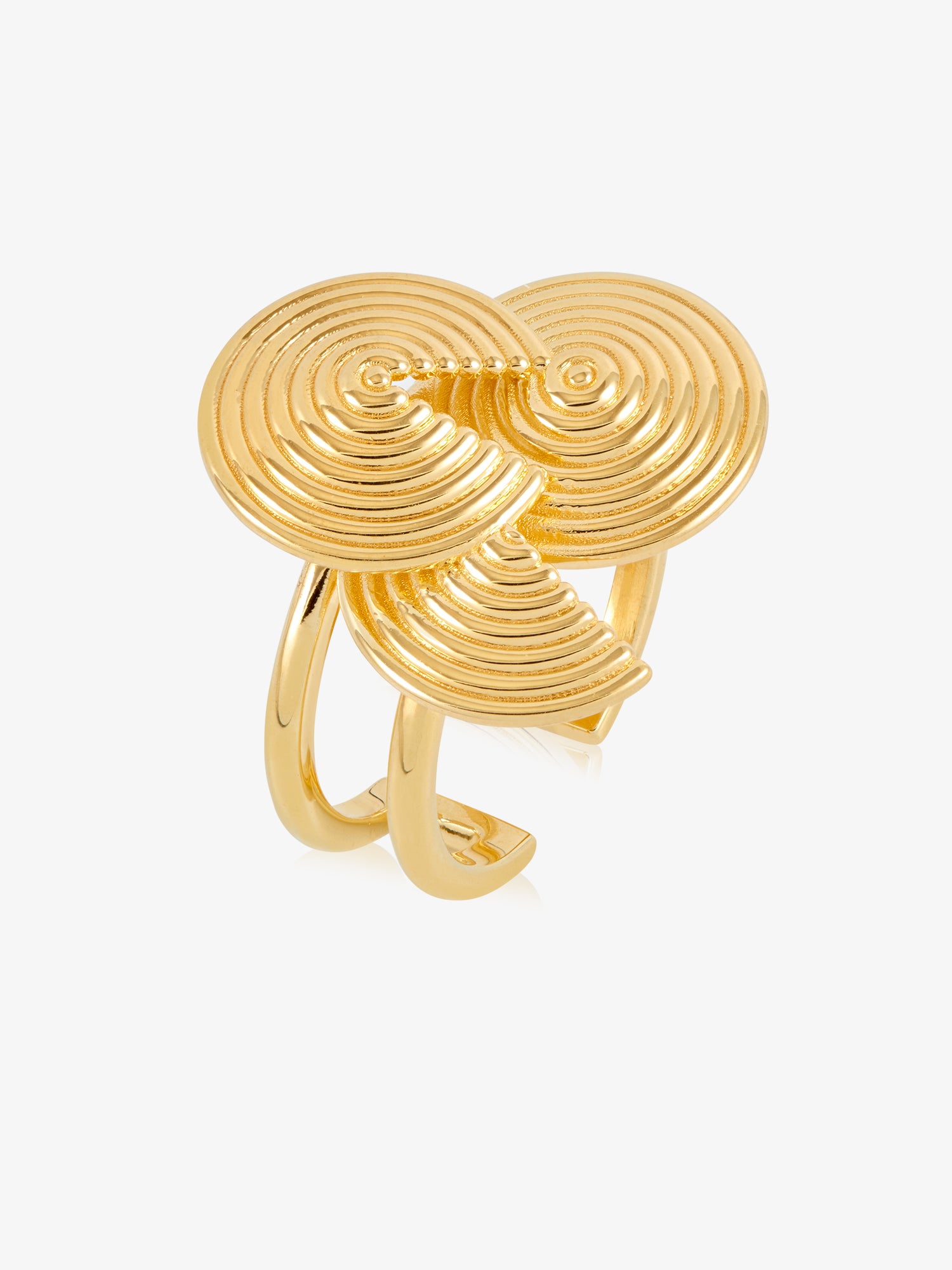 circular swirly ring with 3 circles with cut outs from rachel jackson