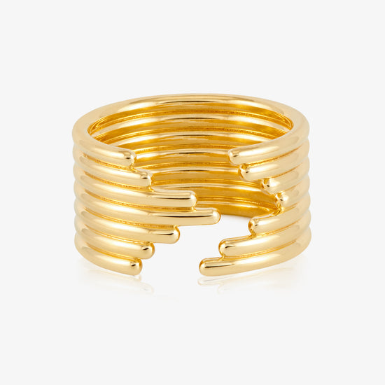 statement gold band ring with open section from rachel jackson